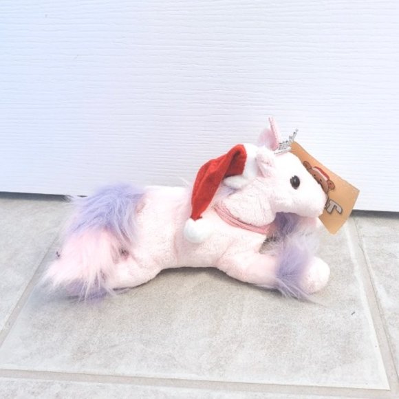 NEW Vintage Pink Unicorn Plush Christmas Edition Pony - Picture 1 of 5